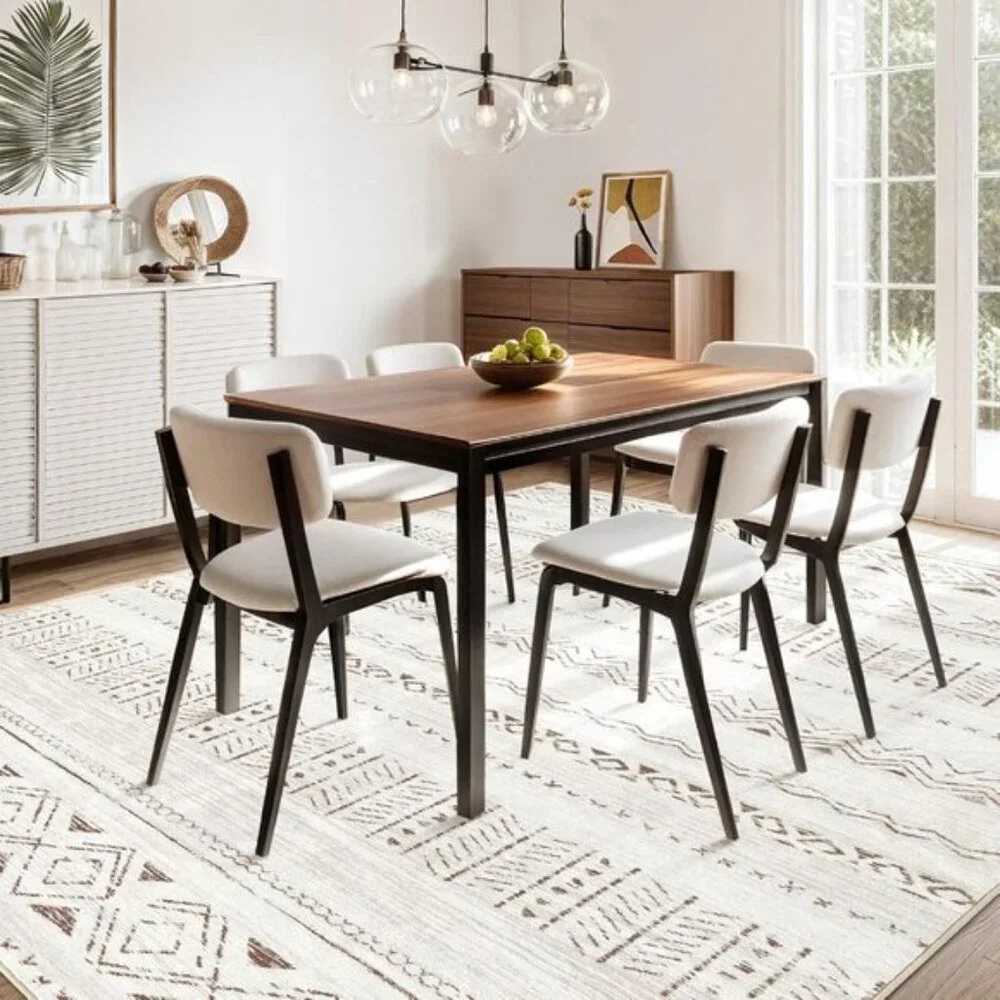 New 5x7 Washable Area Rug, Boho Farmhouse Non-Slip Carpet for Home & Room Decor